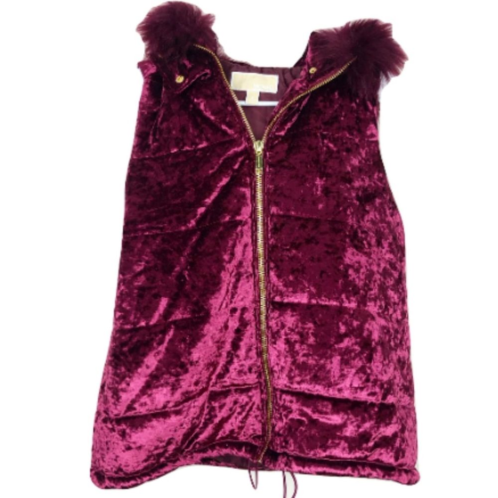 NWT Michael Kors Burgundy Velour Puffer Vest